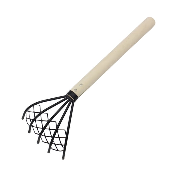Wooden Handle Beach Clam Rake Multipurpose Seafood Digging Tool with Mesh Net for Efficient Harvesting