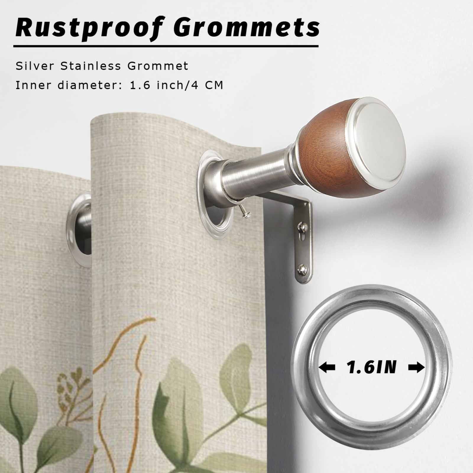 Outdoor Curtains for Patio Waterproof, Spring Eucalyptus Leaves Windproof Pravicy Outside Porch Blackout Curtain, Farmhouse Vintage Botanical Sun Blocking Grommets Curtains for Cabana Gazebo 54"x108"