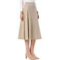 thumbnail image 4 of Knit Midi Skirt for Women's Elastic Waist Casual A-Line Skirt with Flowy Design and Comfortable Fit XS Brown Khaki, 4 of 6