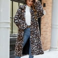 thumbnail image 6 of Fartey Winter Womens Trench Coat Faux Fur Overcoat Cozy Fuzzy Fleece Vintage Leopard Long Coat Dressy Casual Lapel Fluffy Plush Outerwear, 6 of 9