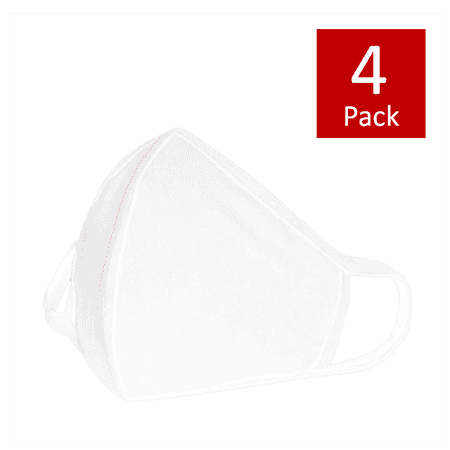 Cotton 3D Washable Face Mask / Facial Cover #White 4ea SET