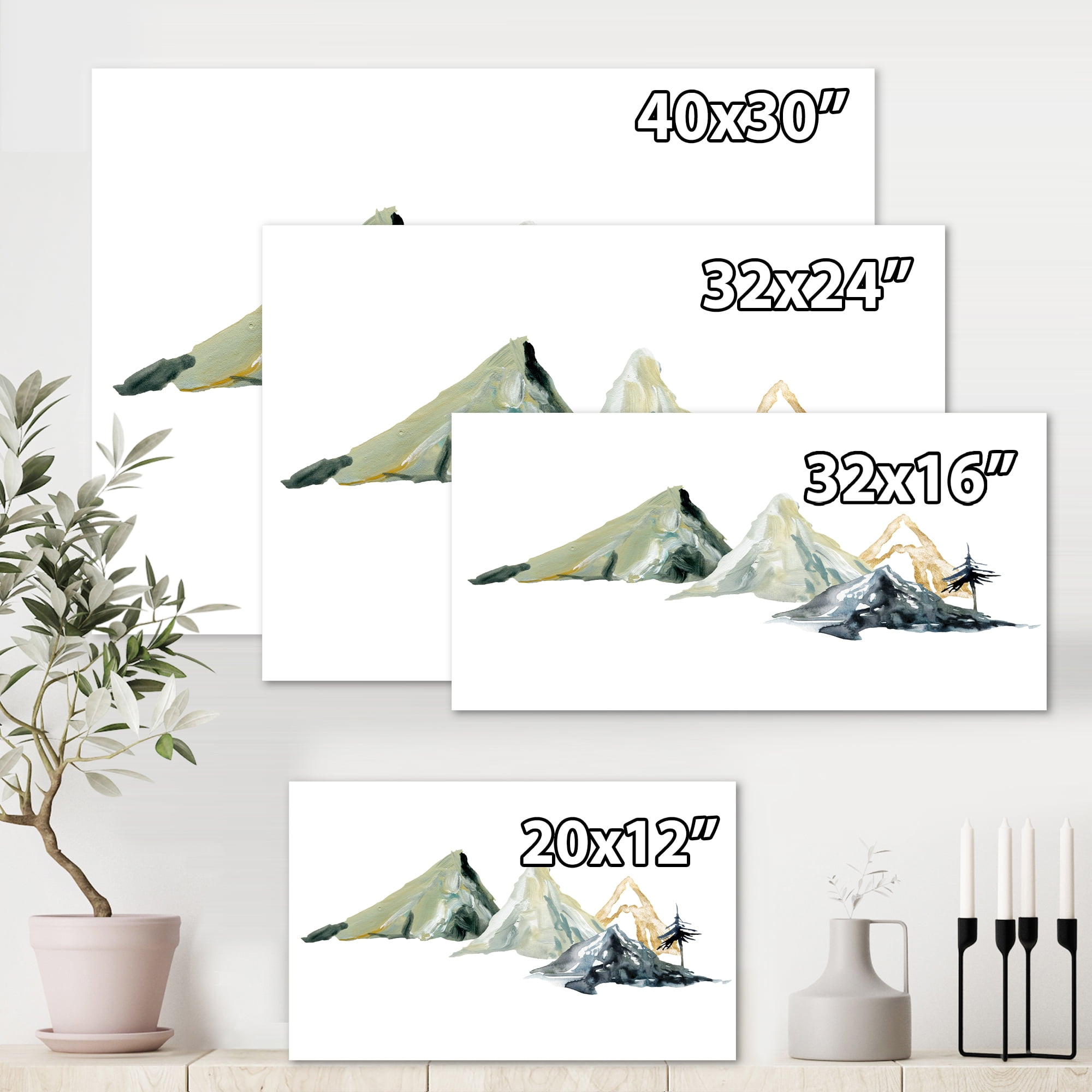 Designart ' Dark Blue Mountain Landscape Winter Minimalistic I ' Modern Canvas Wall Art Print