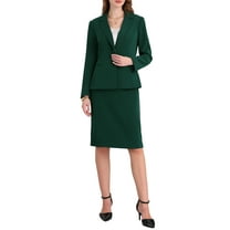 INSPIRE CHIC Women's 2 Piece Suit Skirt Set Business Formal Blazer and Pencil Skirt S Green