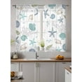 thumbnail image 4 of Summer Beach Sheer Curtains 2 Panels Set, Nautical Starfish Coral Shell Window Sheer Curtains for Living Room/Bedroom, Teal Ocean Light Filtering Rod Pocket Voile Drapes, 52" W x 63" L, 4 of 7