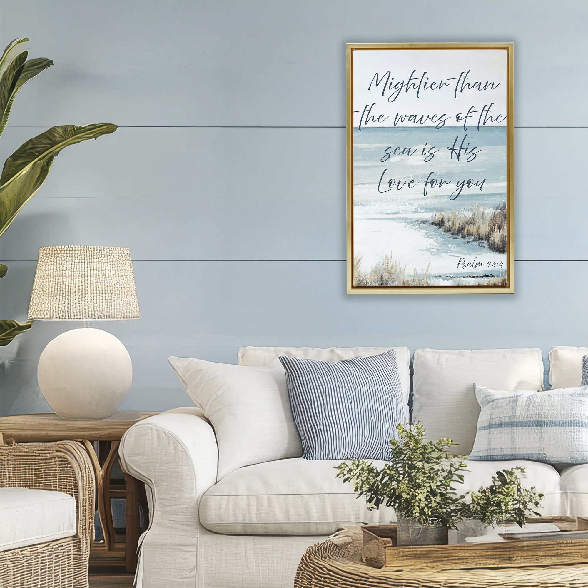 Stupell Industries Mightier Than The Waves Gold Framed Floater Canvas Wall Art, design by Patricia Pinto