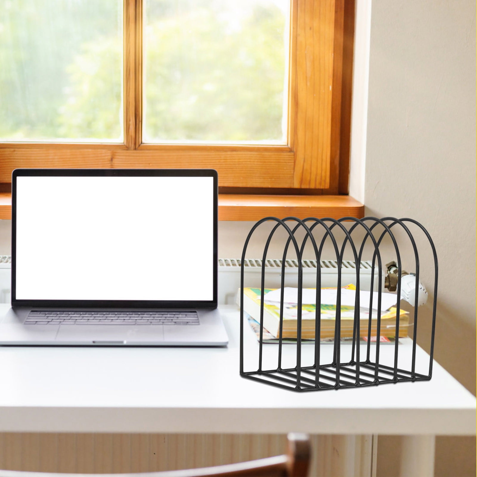 SPOORYYO Files Folder Stand Desktop File Organizer,Half Circle File Storage Stand Desktop Magazine Organizer Newspaper Folder Desk Desk Bookshelf Home Décor