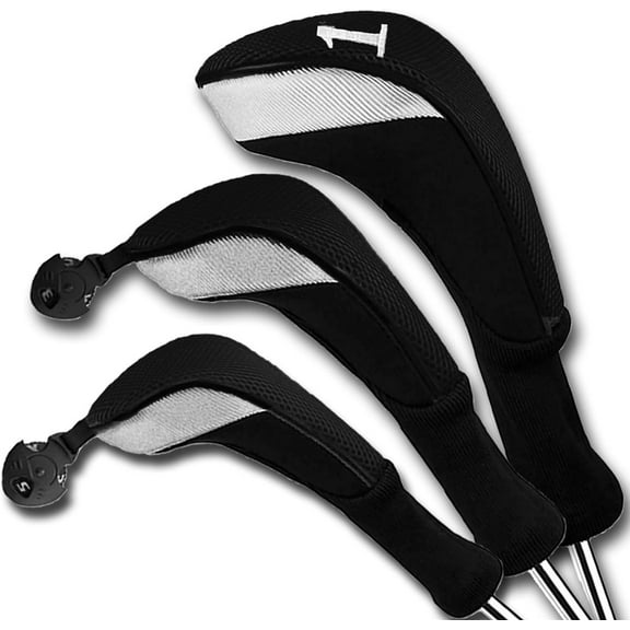 FINGER TEN Golf Club Head Covers Woods Driver Fairway Hybrid 3/4/5 Set, Headcovers Men 1 3 5 7 X Interchangeable Number Tag, Fit All Wood Clubs