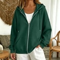 thumbnail image 6 of Zip Up Hoodie Women 2026 Y2K Casual Long Sleeve Oversized Hooded Sweatshirts Fall Winter Comfy Jackets with Pockets Dark Green 2XL, 6 of 6