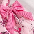 thumbnail image 6 of Tisuna Kids Fall Outfit Set For Girls Relaxed Fit Long Sleeve Crew Neck Bowknot Print Romper And Suspender Dress Headband Outfits Children'S 3 Pieces Casual Wear Clothes Set Size 9-12 Months, 6 of 7