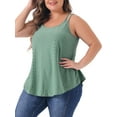thumbnail image 4 of Agnes Orinda Plus Size Tank Tops for Women Eyelet Embroidery Sleeveless Spaghetti Strap Loose Fit Cami Tops 3X Gray Green, 4 of 6