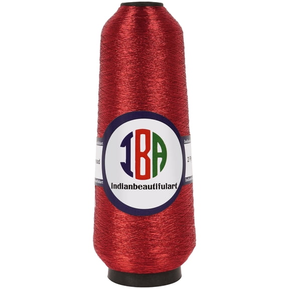 IBA Indianbeautifulart EmbroideryZari2 ply Thread For Sewing MachineRedMetallicThread ForEmbroideryNeedle Work 5000M Spool