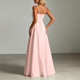 thumbnail image 4 of Women's Satin V Neck A-Line Gown – Elegant Evening Party Dress in Sizes XS-XL, Versatile Formal Occasion Wear for Prom Wedding, 4 of 5