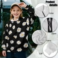thumbnail image 6 of Uorisanigo Daisy Print Girls Half Zip Pullover Sweatshirt Oversized Drop Shoulder Pullover Top Fall Trendy Long Sleeve Lapel Zipper Sweatshirt Quarter Zip Hoodies Fall Winter Clothes, 6 of 7