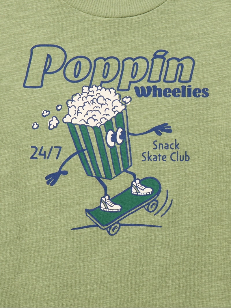 Wonder Nation Little Boys Popcorn Graphic Tee with Short Sleeves