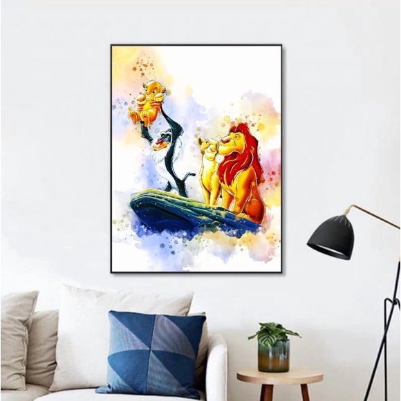 Lion Canvas Wall Decoration for Baby Child's Room, Girl or Boy - Poster King Disney Disney Simba 12x15 inch Unframed