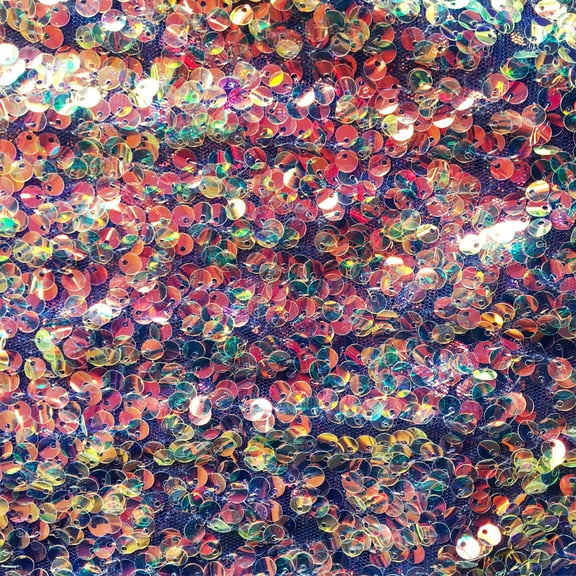 Holographic Glitz Mini Disc Sequins Fabric Royal Blue 56" Wide By The Yard