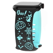 XIHAMA Suitable Compatible with Apple Watch bands, iWatch 8 butterfly buckle engraved silicone watch bands, cross-border Halloween ghost style