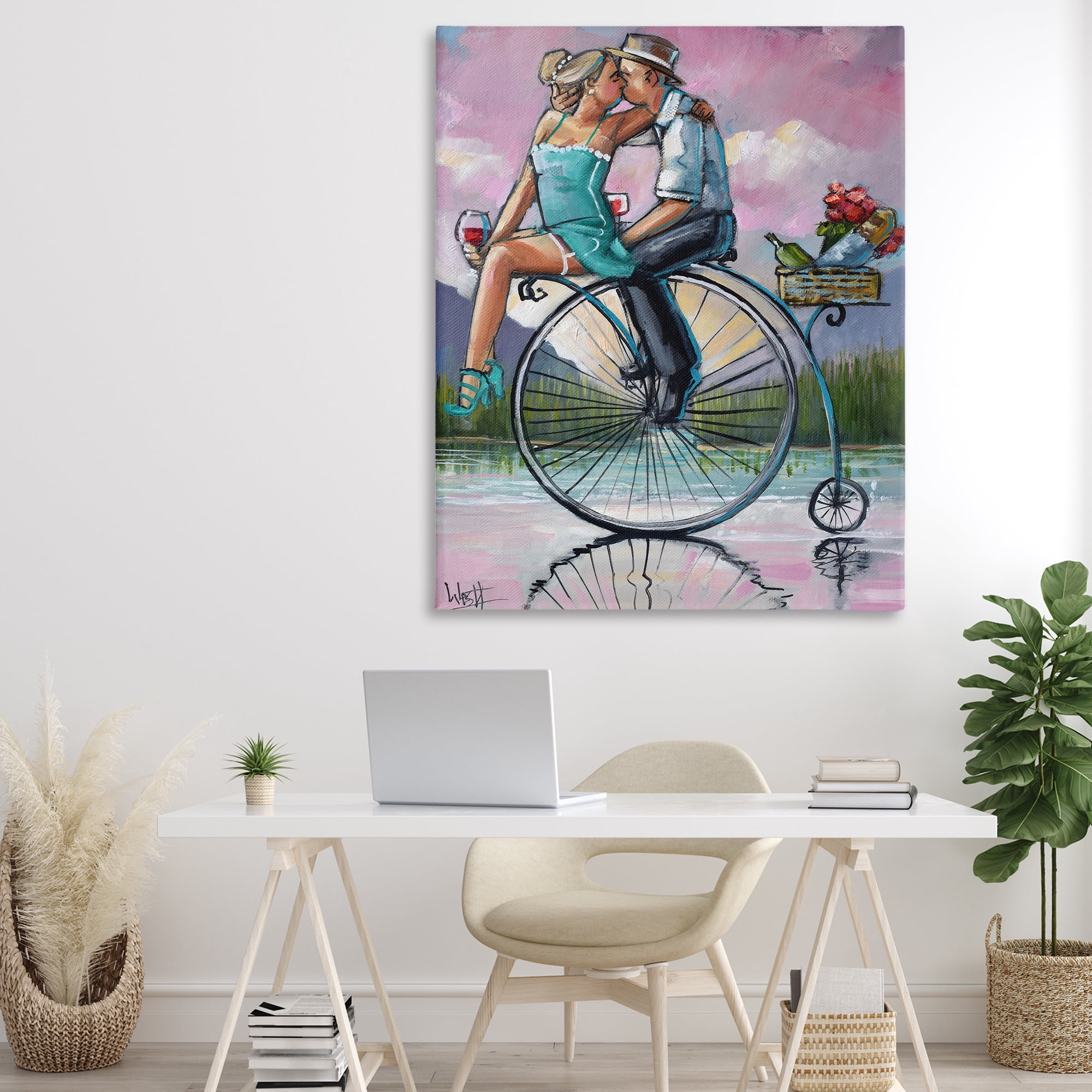 Stupell Industries Romantic Picnic on Bicycle Canvas Wall Art, design by Ronald West