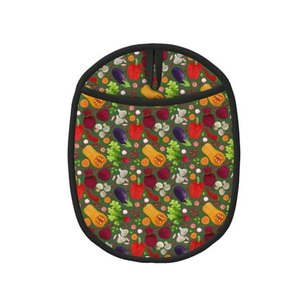 

Pofeuu Begetable Print Silicone Pot Mat Mitten With Hanging Loop Heat Resistant Oven Mitts Non-Slip Bbq Baking Smoking Potholders