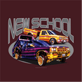 thumbnail image 3 of Rollin Hard men's New School Lowrider burgundy classic fit front and back print graphic tee shirt, 3 of 5