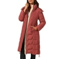 thumbnail image 4 of INSPIRE CHIC Women's Winter Long Puffer Coat Hooded Zip Up Down Jackets Outerwear S Red, 4 of 6