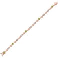thumbnail image 2 of Gem Stone King 18K Rose Gold Plated Silver Green Peridot and Moissanite and Lab Grown Diamond Bracelet for Women (2.44 Cttw, Gemstone August Birthstone, Round 4MM, 7.5 inch), 2 of 6