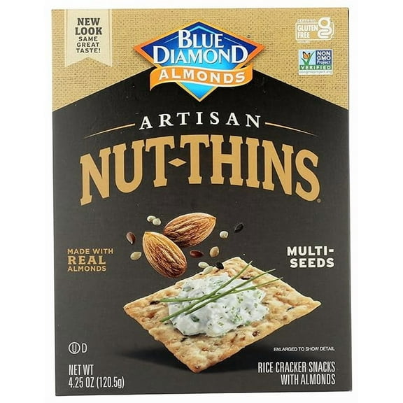 Blue Diamond Gluten Free Nut Thin Cracker Crisps, Multiseed, 4.25 Iybce
