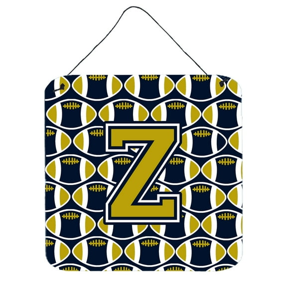Carolines Treasures CJ1074-ZDS66 Letter Z Football Blue and Gold Wall or Door Hanging Prints 6HX6W multicolor