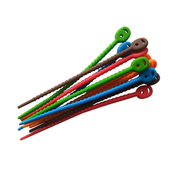 SHISUYAN 10PCS Silicone Zip Tie Food Bags Tie Wraps Colorful Multi-Purpose Silicone Ties for Bag Clip Bread Tie (Random Color)