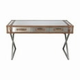 thumbnail image 4 of Pasargad Home Brookline Stainless Steel with Genuine Leather Desk, Brown, 4 of 11