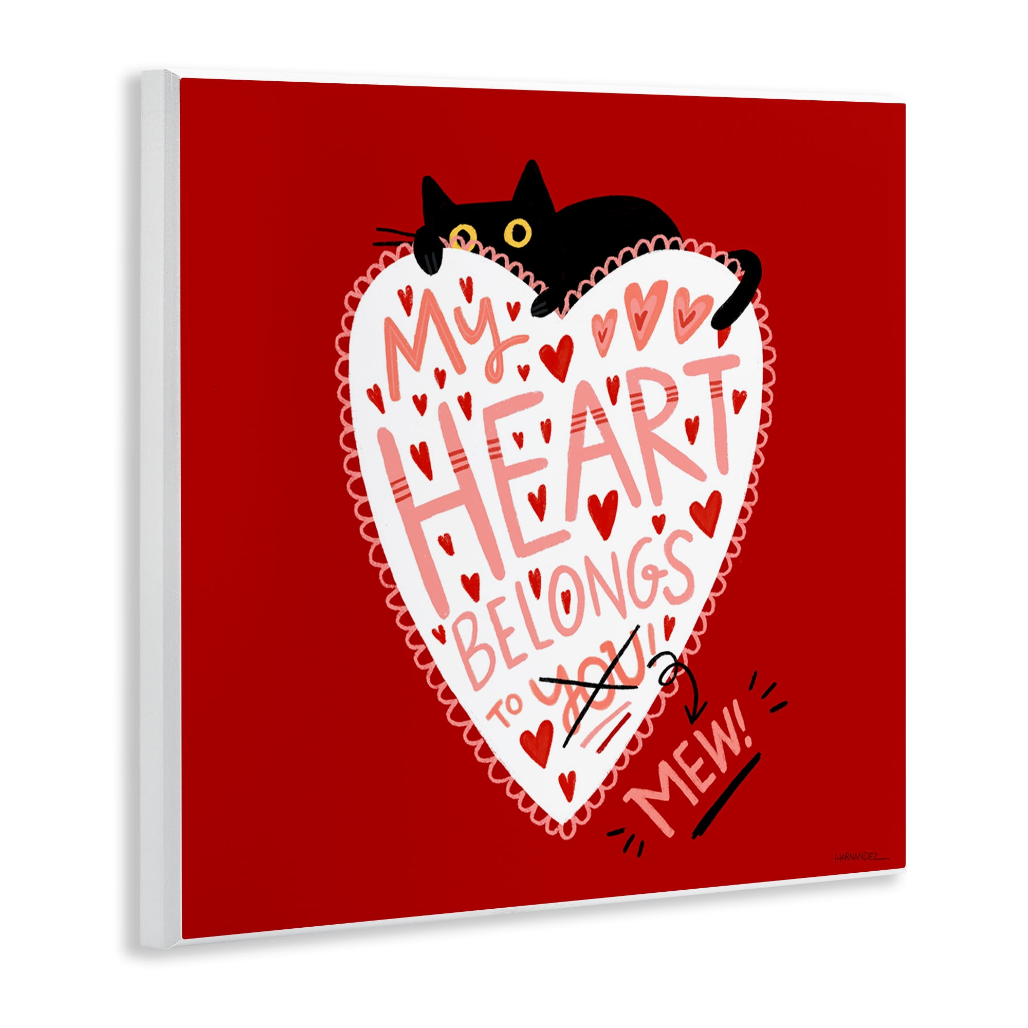 Stupell Industries Heart Belongs To Mew Animals Painting Unframed Art Print Wall Art, 12 x 12