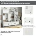 thumbnail image 3 of White 4-in-1 Modern Coat Rack Hall Tree, Multi-Functional Entryway Bench with 7 Hooks and Storage Drawer, 3 of 8