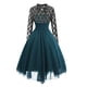 thumbnail image 3 of ICHUANYI Clearance Women Fashion Gothic Style Sexy Round Neck Banquet Festival Off Shoulder Long Sleeve Dress Lace Chiffon Dress(Navy, S) ICHUANYI WER2023080904132, 3 of 5