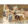 thumbnail image 2 of Belisario Gioja 24x18 Gold Ornate Framed and Double Matted Museum Art Print Titled - Seated Lady with Greyhounds, 2 of 4