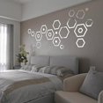 thumbnail image 5 of 6pcs Mirror Wall Stickers, Hexagon Mirror Wall Decal, Decorative Hexagonal Acrylic Wall Sheet, Art DIY Decor, Home Living Room Bedroom Sofa TV Background Wall Decoration, 5 of 5