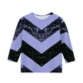 thumbnail image 4 of Delliss Girls Stripe Print Crew Neck Blouse Fashion Comfy 3/4 Sleeve Top Purple 9 Years, 4 of 5
