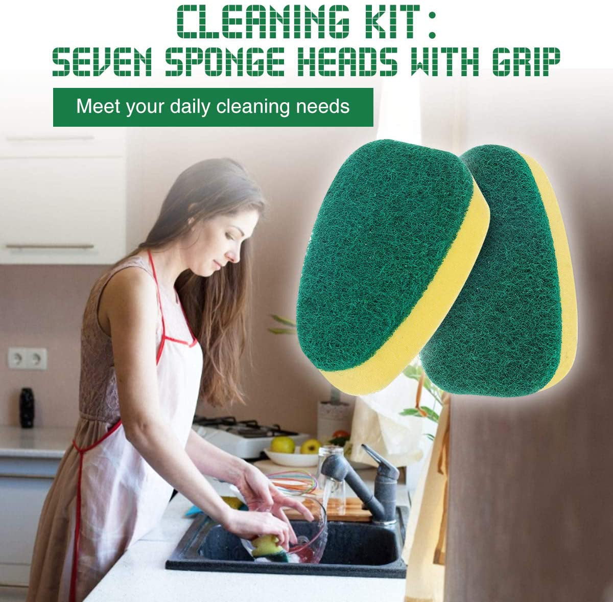  Dish Wand Refills Sponge Heads Sponge Individually Wrapped, 18  Pack Duty Dishwashing Sponge with Handle Refill Replacement Head, Scouring  Pad Wipes Scrub Brush with 2 Pcs Handle for Kitchen Cleaning 