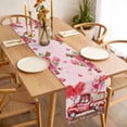 thumbnail image 3 of Pink Valentine's Day Table Runner 36 Inches Long Farmhouse Dress Scarves, Love Heart Roses Gnomes Truck Dining Tablerunner for Coffee Table/Kitchen Island/Party Décor, Small 13" x 36", 3 of 8