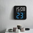 thumbnail image 3 of Reloj despertador digital para dormitorio, LED, silencioso, de escritorio, moderno, con brillo ajustable. Azul, 3 of 9