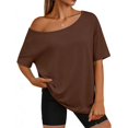 thumbnail image 2 of Short Sleeve Tops for Women, Womens Off the Shoulder Tops, Oversized Summer Spring T-Shirts 2026, 2 of 6