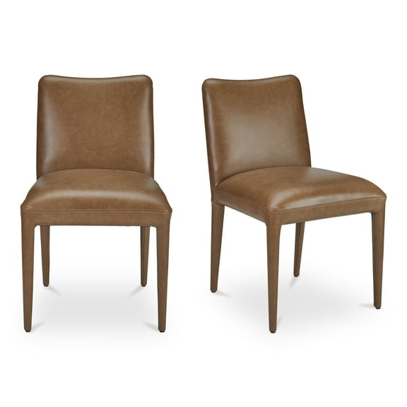 Moe's Home Collection CALLA Leather Dining Chair -Set of Two Brown Color