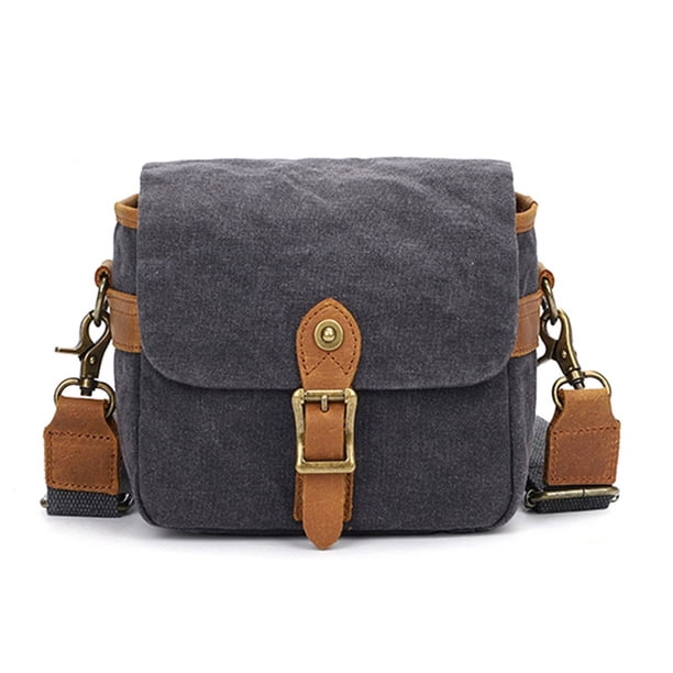 Lona SLR Cámara Bolsa Mini Solo Bolsas de Mensajero Impermeable Resistente Al Desgaste Hombro Fotografía Mochilas Gris Oscuro