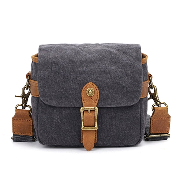 Lona SLR Cámara Bolsa Mini Solo Bolsas de Mensajero Impermeable Resistente Al Desgaste Hombro Fotografía Mochilas Gris Oscuro