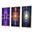 thumbnail image 3 of Designart "Purple Matrix Meditation Energetic Body" Meditation Framed Wall Art Set Of 3 - Purple Traditional Frame Gallery Set For Office Decor, 3 of 6