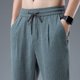 thumbnail image 2 of Pantalones de deporte de lino de seda de hielo para hombre, pantalones de chándal anchos informales, pantalones bombachos ligeros con cordón, primavera y otoño, 2 of 4