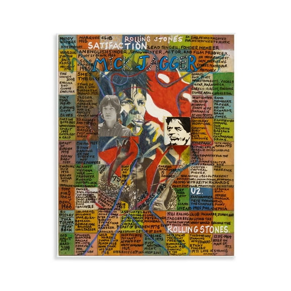 Stupell Industries Mick Jagger Collage People Drawing Unframed Art Print Wall Art, 11 x 14