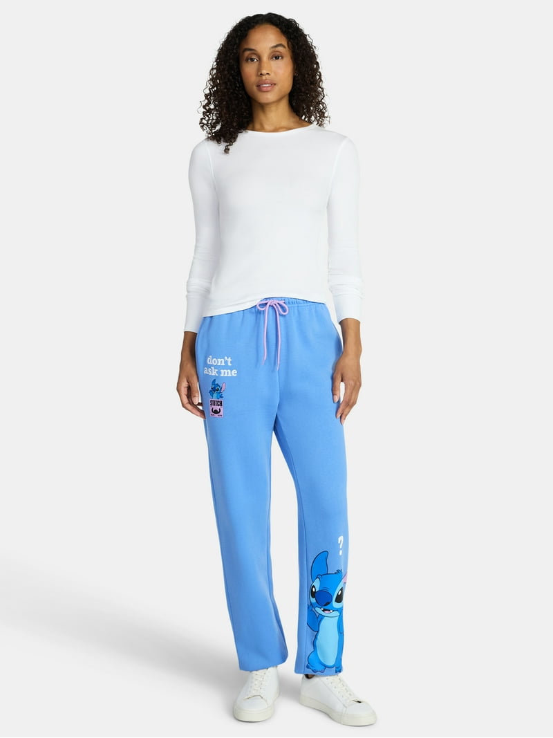 Disney Stitch Women's Graphic Jogger Pants, 30'' Inseam, Sizes XXS