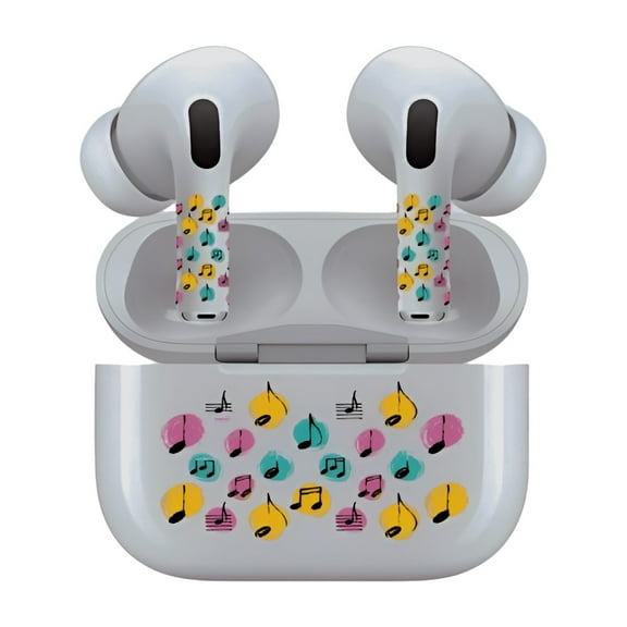 AirSkins - Decals for AirPods 4, Colorful Tunes Design, Scratch-Resistant, Precision Fit, Wireless Charging Friendly, Easy Application, Durable Protection for Earbuds & Case - Unit per pack