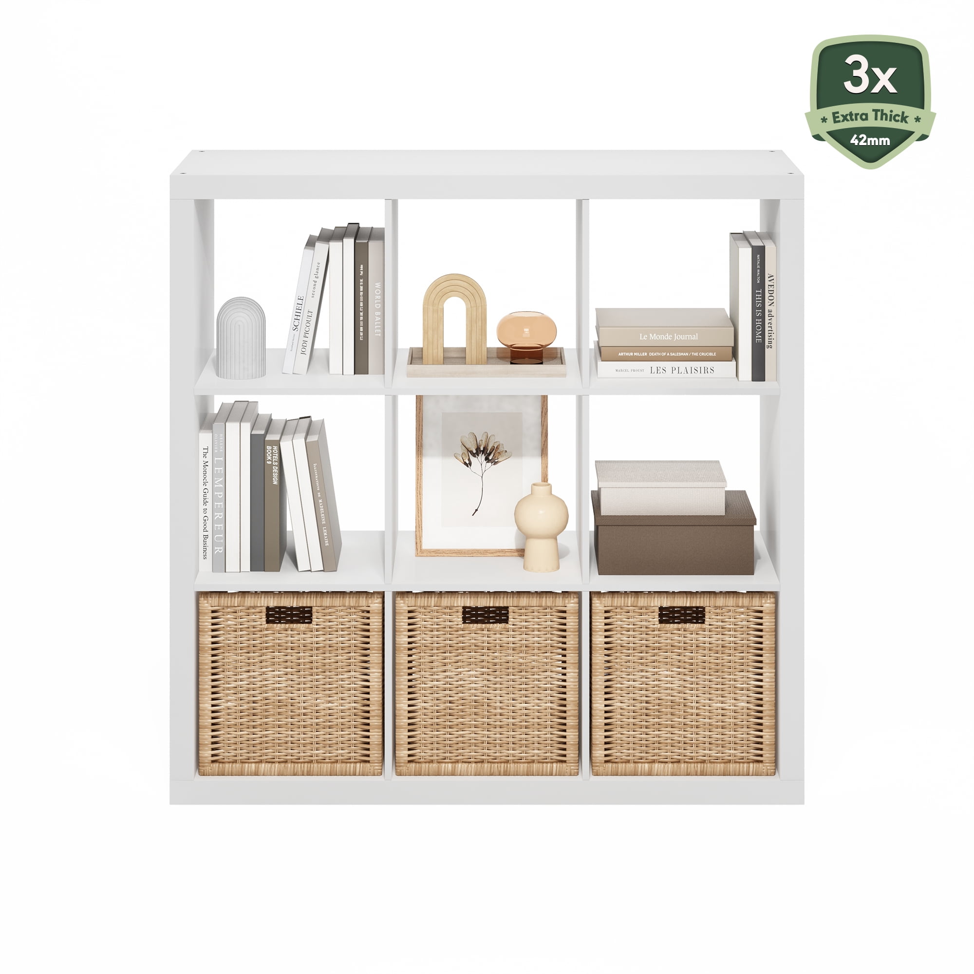Furinno Cubicle Extra Thick Frame Decorative Cube Storage Organizer, 12-Cube, Dark Oak