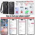 thumbnail image 3 of CaseMe Leather Case for iPhone 17 Pro,2 in 1 Detachable Wallet Case with 8-Card Holder Zipper Bills Slot,Magnetic Shockproof Flip Leather Cover Zipper Pocket Phone Cases,Black,For iPhone 17 Pro, 3 of 11